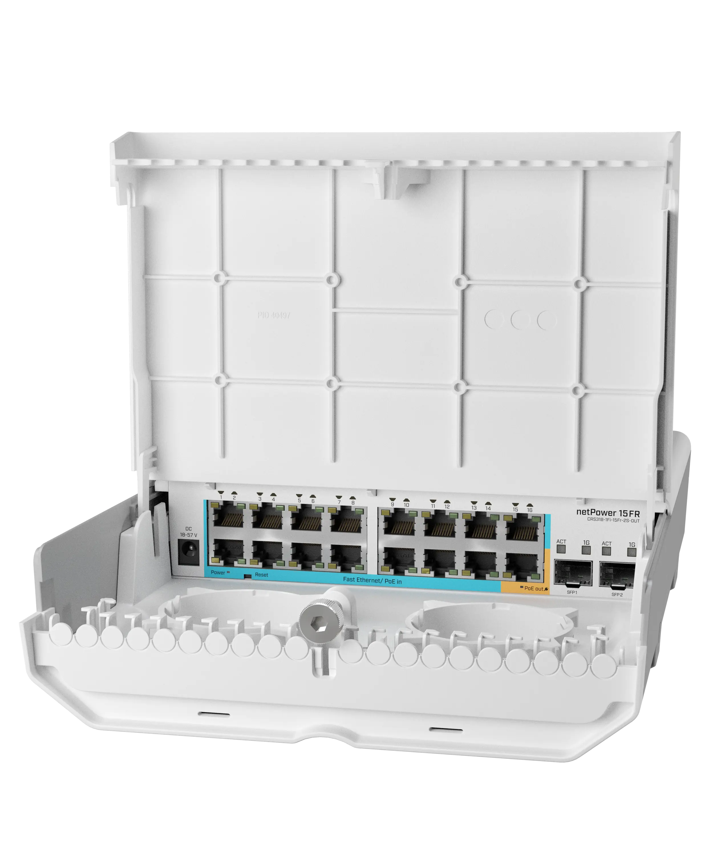 Коммутатор MikroTik NETPOWER 15FR CRS318-1FI-15FR-2S-OUT | SWITCH | 16X RJ45 100MB/S, 2X SFP