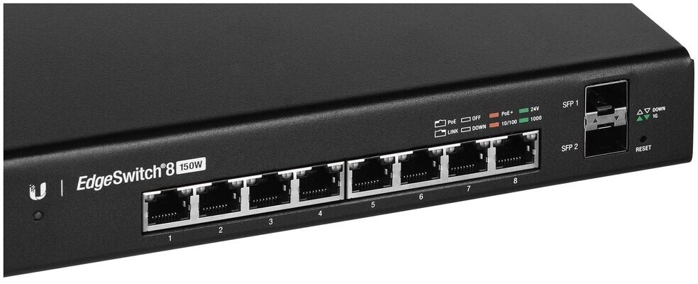 Коммутатор Ubiquiti ES-8-150W EDGEMAX EDGESWITCH 8X GIGABIT POE PORTS, 2X SFP PORTS, 150W